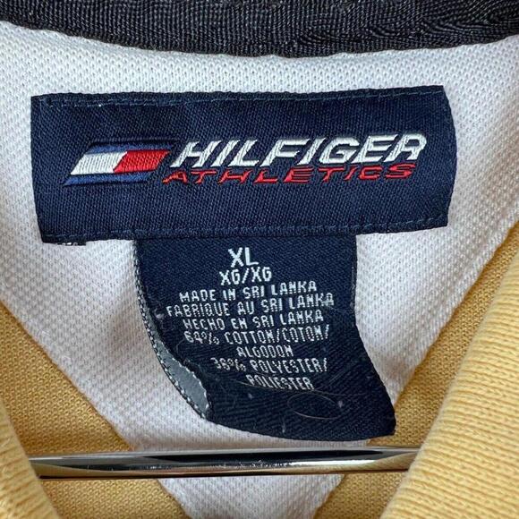 Vintage Tommy Hilfiger Athletics Spell Out Polo Shirt Yellow Short Sleeve XL - Picture 4 of 4